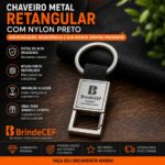 Chaveiro Metal Retangular com Nylon Preto Personalizado