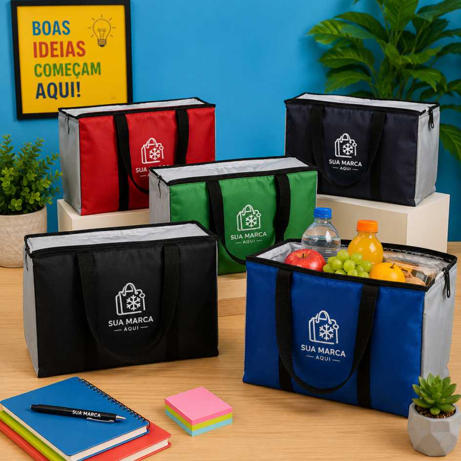 Sacola Poliéster 25L com Bolso Térmico Personalizada Sacola Poliéster 25L com Bolso Térmico Personalizada