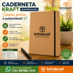 Caderneta em Kraft Quadriculado PERSONALIZADA