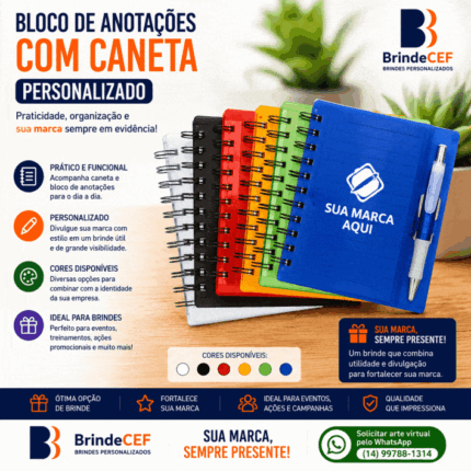 Bloco de Anotações Caneta Personalizada