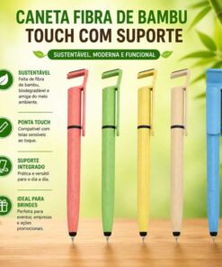 Caneta Fibra de Bambu Touch com Suporte Personalizado