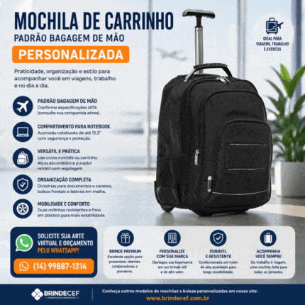 Mochila de Carrinho Padrão Bagagem de Mão Personalizada