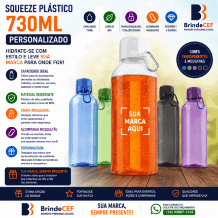 Squeeze Plástico 730ml Personalizado