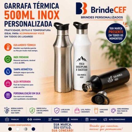 Garrafa Térmica 500ml Inox Personalizada