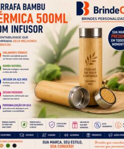 Garrafa Bambu Térmica 500ml com Infusor