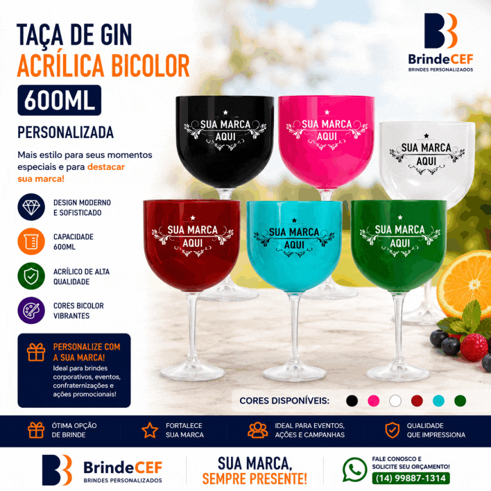 Taça de Gin de Acrílico Bicolor 600 ml