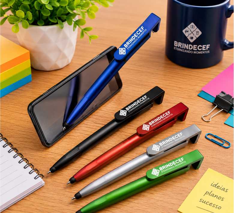 Caneta Plástica Touch Suporte Personalizada
