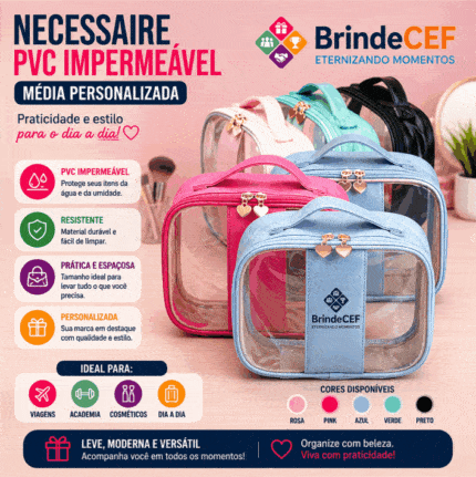 Necessaire PVC Impermeavel Media Personalizada