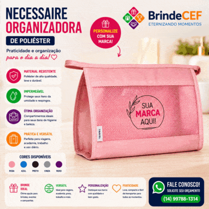 Necessaire Organizadora de Poliéster Personalizada
