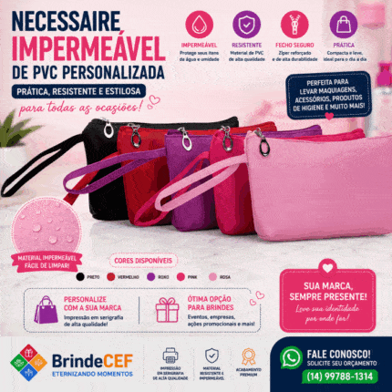 Necessaire impermeável de pvc personalizada