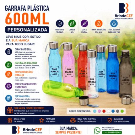 Garrafa Plástica Personalizada 600ml