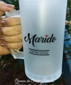 Caneca de Chopp de Vidro Jateada Personalizada