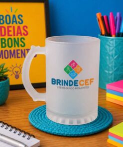 Caneca de Vidro Personalizada Jateada 460ml Sublimada