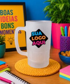 Caneca de Vidro Personalizada Fosca 550ml Sublimada