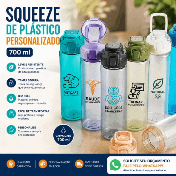 Squeeze de Plástico Personalizado 700 ml Squeeze de Plástico Personalizado 700 ml