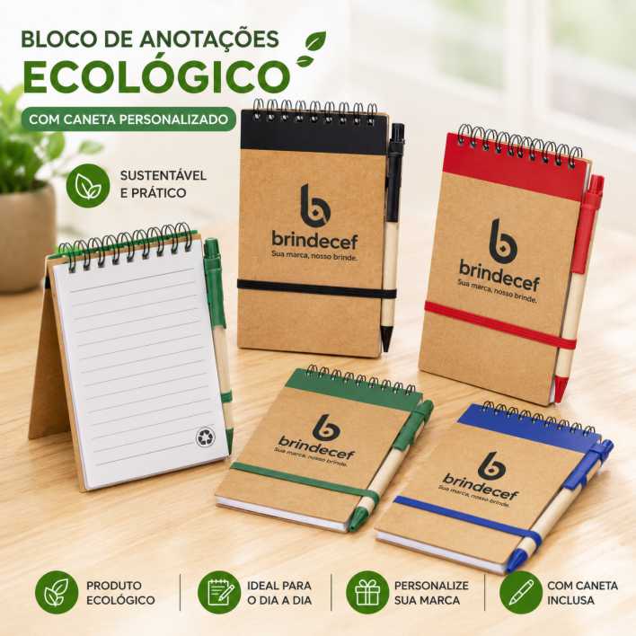 Bloco de Anotações Ecológico com Caneta Personalizado Bloco de Anotações Ecológico com Caneta Personalizado
