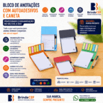 Bloco de Anotações com Autoadesivos e Caneta Personalizados