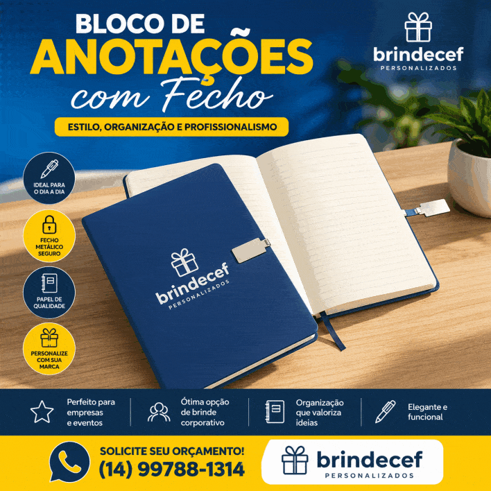 Bloco de Anotações com Fecho Personalizado