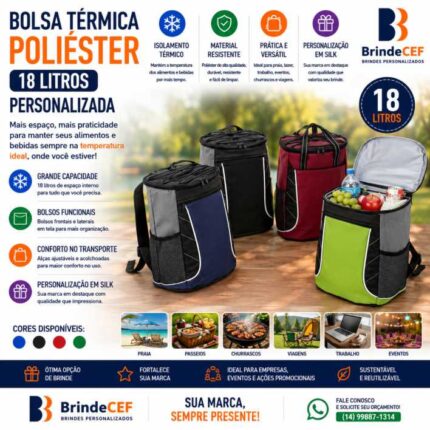 Bolsa Térmica Poliéster 18 Litros Personalizada