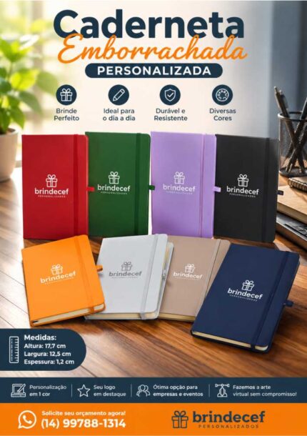 Caderneta Emborrachada Personalizada ,Altura 17 cm
