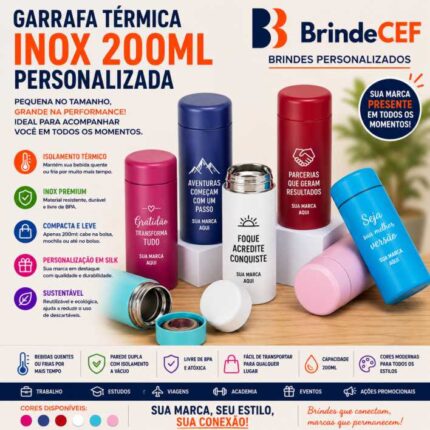 Garrafa Térmica Personalizada Inox 200ml