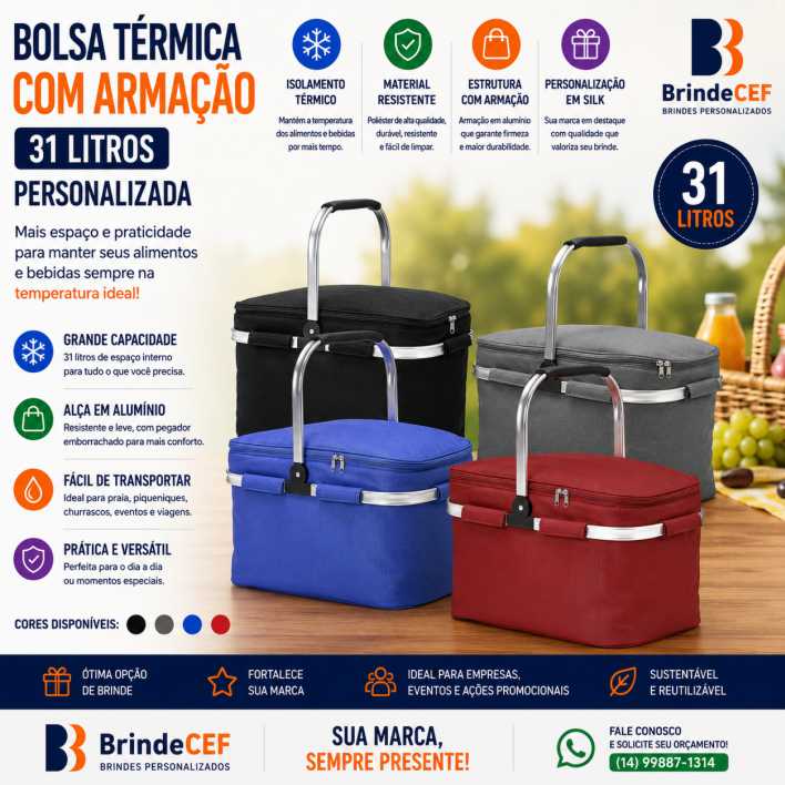 Bolsa Térmica com Armação 31 Lt Personalizada Bolsa Térmica com Armação 31 Lt Personalizada