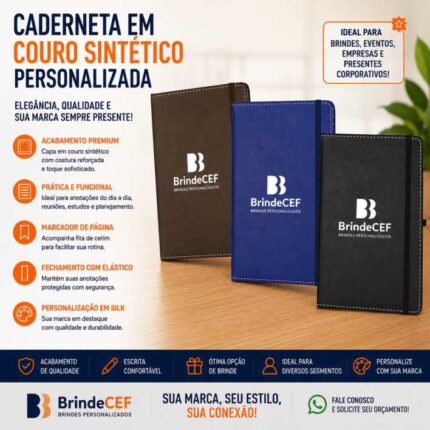 Caderneta em Couro Sintético Personalizada