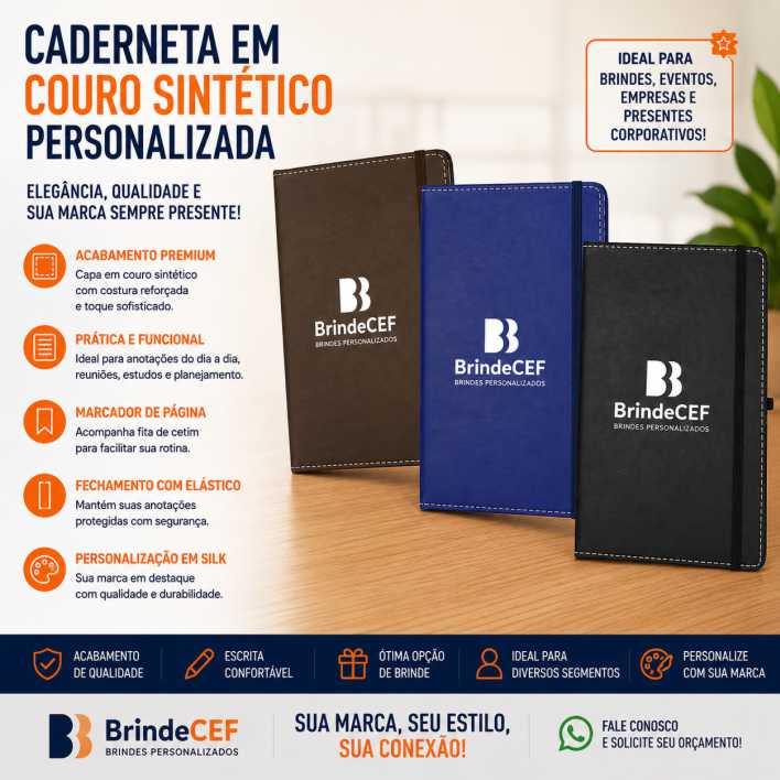 Caderneta em Couro Sintético Personalizada Caderneta em Couro Sintético Personalizada