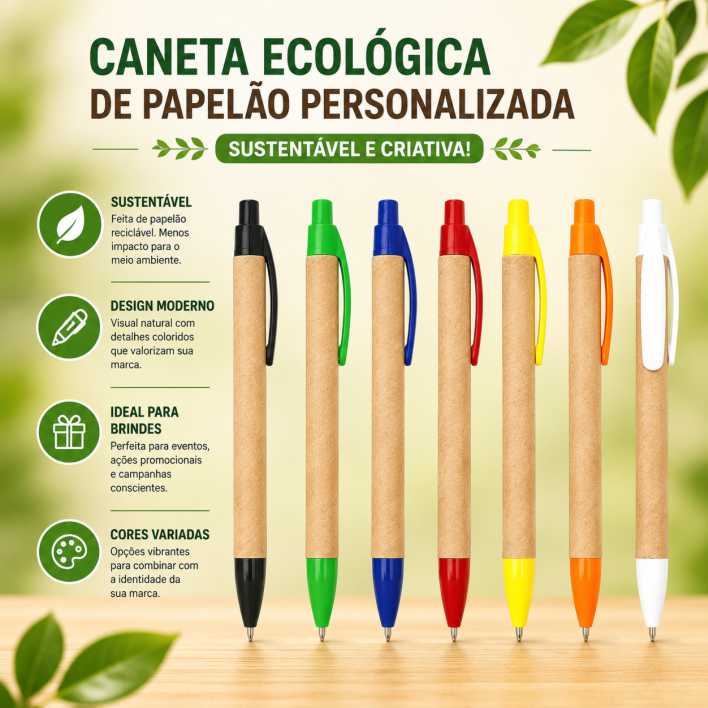 Caneta Ecológica de Papelão Personalizada Caneta Ecológica de Papelão Personalizada