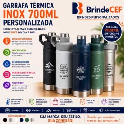 Garrafa Térmica Personalizada Inox 700ml 1 Garrafa Térmica Personalizada Inox 700ml