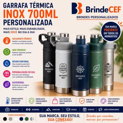 Garrafa Térmica Personalizada Inox 700ml