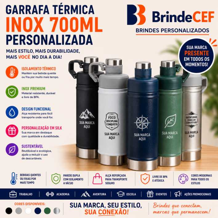 Garrafa Térmica Personalizada Inox 700ml Garrafa Térmica Personalizada Inox 700ml