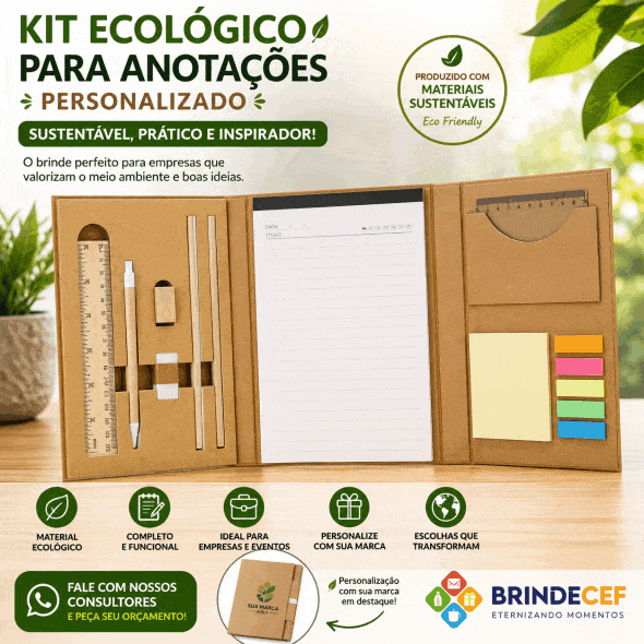 Kit Ecológico para Anotações Personalizado Kit Ecológico para Anotações Personalizado