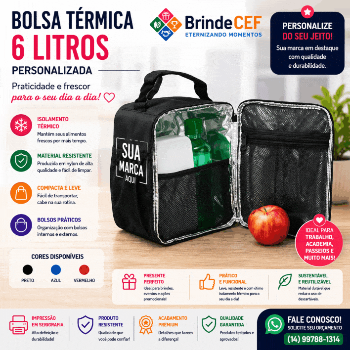 Bolsa Térmica 6 Litros Personalizada Bolsa Térmica 6 Litros Personalizada