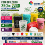 Copo Ecológico 250 ml Personalizado com tampa buck