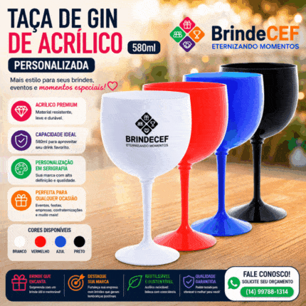 Taça de Gin de Acrílico 580ml Personalizada