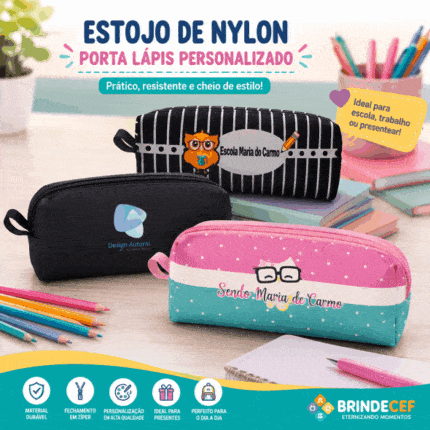 Estojo de Nylon Porta Lapis Personalizado