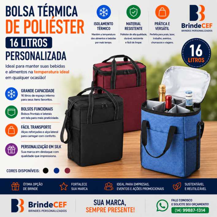 Bolsa Térmica de Poliéster de 16 L Personalizada Bolsa Térmica de Poliéster de 16 L Personalizada