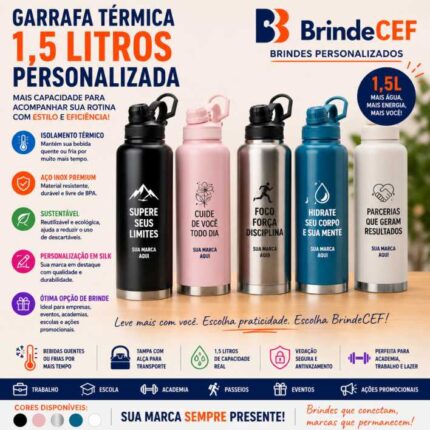 Garrafa Térmica Personalizada Inox 1,5 Litro: