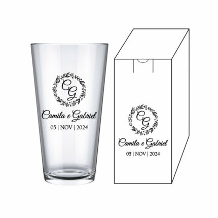 Kit Copo de Vidro 350ml + caixinha