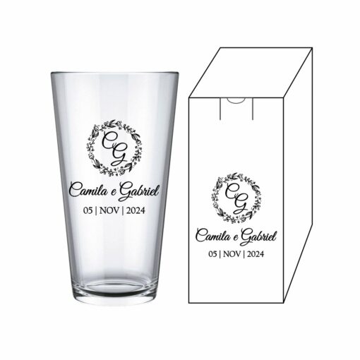 Kit Copo de Vidro 350ml + caixinha