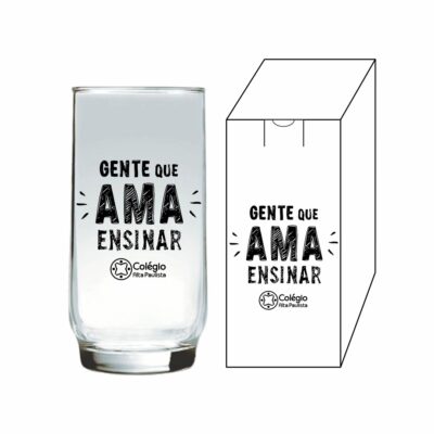 Kit Copos de Vidro Light e Caixinha Personalizados 410ml 1 Kit Copos de Vidro Light e Caixinha Personalizados 410ml