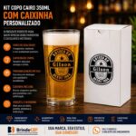 Kit Copo de Vidro 350ml + caixinha personalizada