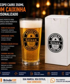Kit Copo de Vidro 350ml + caixinha personalizada