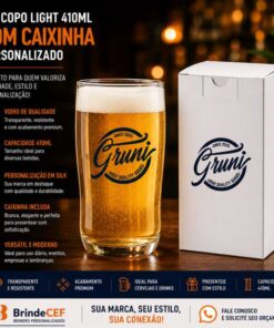 Kit Copos de Vidro Light e Caixinha Personalizados 410ml