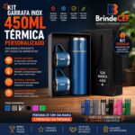 Kit Garrafa Inox 450ml Térmica Personalizado