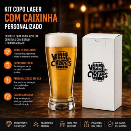 Kit Copo Lager de Cerveja com Caixinha Personalizado