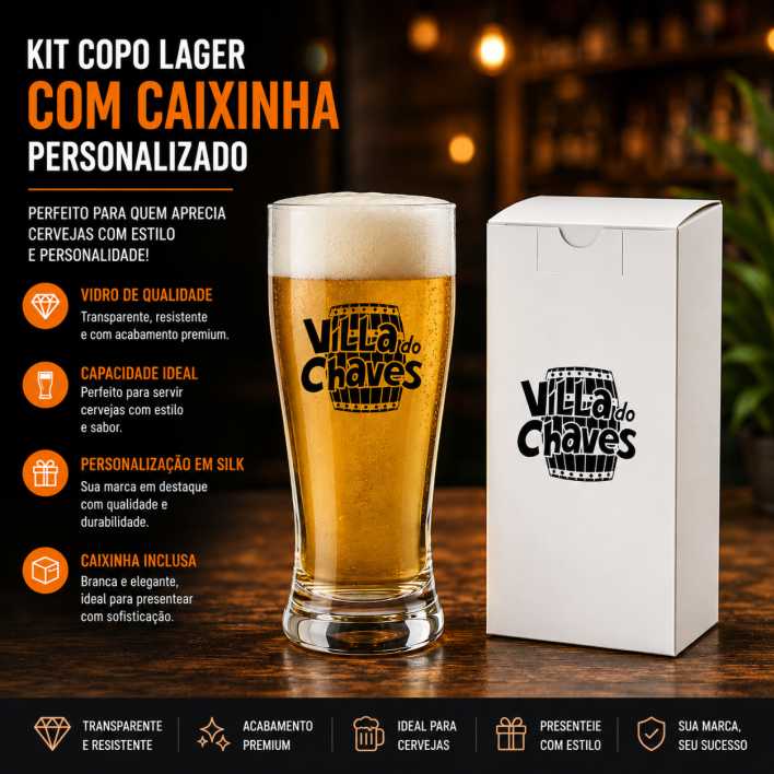 Kit Copo Lager de Cerveja com Caixinha Personalizado Kit Copo Lager de Cerveja com Caixinha Personalizado