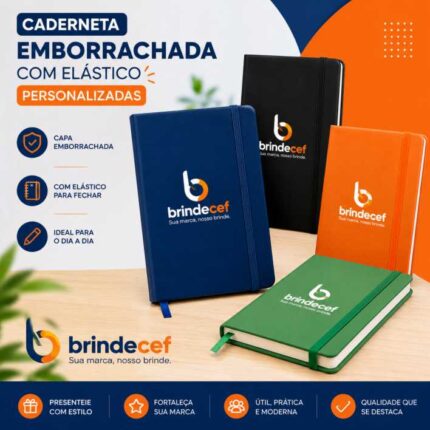Caderneta Emborrachada com Elástico Personalizada