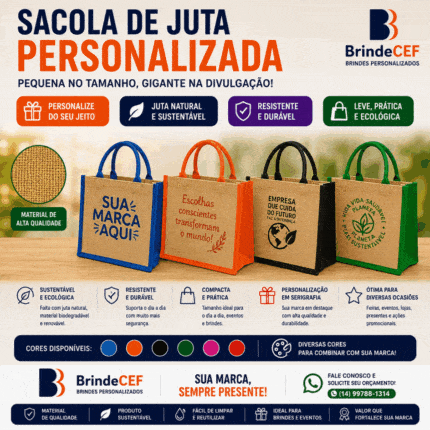 Sacola de Juta Personalizada Pequena